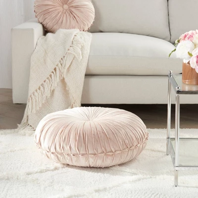 Sofia Pin Tuck Velvet Round Floor Cushion - Mina Victory 2 Sofia Pin Tuck Velvet Round Floor Cushion - Mina Victory - Image 2