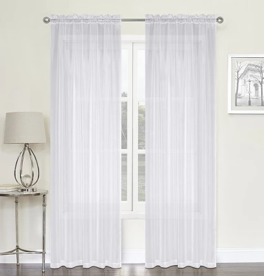 Kate Aurora Montauk Accents Ultra Lux 2 Piece Rod Pocket White Sheer Voile Window Curtain Panels 3 Kate Aurora Montauk Accents Ultra Lux 2 Piece Rod Pocket White Sheer Voile Window Curtain Panels - Image 3