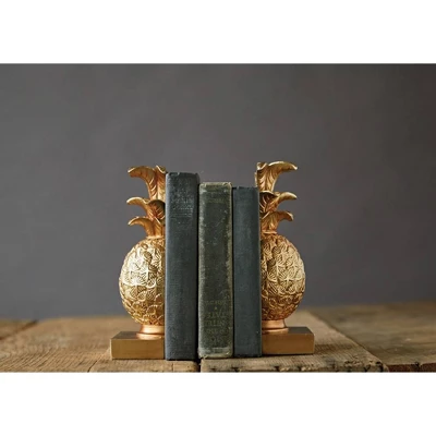 2pc Pineapple Bookend Set Bronze - Storied Home 2 2pc Pineapple Bookend Set Bronze - Storied Home - Image 2