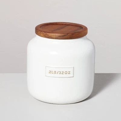 Dry Goods Stoneware Canister With Wood Lid Cream/Brown - Hearth & Hand™ With Magnolia 4 Dry Goods Stoneware Canister With Wood Lid Cream/Brown - Hearth & Hand™ With Magnolia - Image 4
