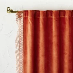 1pc Light Filtering Velvet Macrame Trim Window Curtain Panel Burnt Orange - Opalhouse™ Designed With Jungalow™ -Home Furnishing Store GUEST 9bfd56a0 ad5c 4df0 98b1 851ec6623ce3