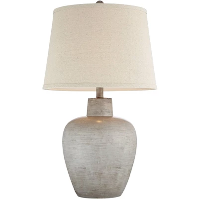 Regency Hill Glenn Rustic Country Cottage Table Lamps 27" Tall Set Of 2 Brushed Gray Terra Cotta Beige Fabric Shade For Bedroom Living Room Nightstand 7 Regency Hill Glenn Rustic Country Cottage Table Lamps 27" Tall Set Of 2 Brushed Gray Terra Cotta Beige Fabric Shade For Bedroom Living Room Nightstand - Image 7