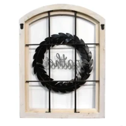 Stratton Home Decor Gather Bronze Wreath Window Wall Decor, Distressed White