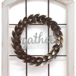 Stratton Home Decor Gather Bronze Wreath Window Wall Decor, Distressed White -Home Furnishing Store GUEST a4e04039 8585 48f1 82bc 0080617490a1