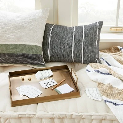 14"x20" Stripe Pattern Throw Pillow Dark Gray/White/Beige - Hearth & Hand™ With Magnolia 1 14"x20" Stripe Pattern Throw Pillow Dark Gray/White/Beige - Hearth & Hand™ With Magnolia