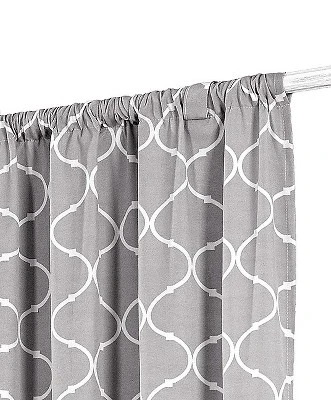 Kate Aurora Gray & White Lattice Clover Ultra Luxurious Single Tie Up Window Curtain Shade - 42 In. W X 63 In. L 2 Kate Aurora Gray & White Lattice Clover Ultra Luxurious Single Tie Up Window Curtain Shade - 42 In. W X 63 In. L - Image 2
