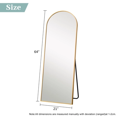 Malinda 64" X 21" Arched Free Standing Body Mirror, Metal Framed Full Length Wall Mirror, Large Floor Mirror - The Pop Home 3 Malinda 64" X 21" Arched Free Standing Body Mirror, Metal Framed Full Length Wall Mirror, Large Floor Mirror - The Pop Home - Image 3