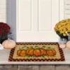 Northlight Checkered Fall Harvest Pumpkin Doormat 18" X 30"