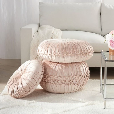 Sofia Pin Tuck Velvet Round Floor Cushion - Mina Victory 4 Sofia Pin Tuck Velvet Round Floor Cushion - Mina Victory - Image 4