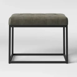 Trubeck Tufted Metal Base Ottoman Faux Leather - Threshold™ -Home Furnishing Store GUEST ab835a54 a3f3 4082 a637 7024908a9e52