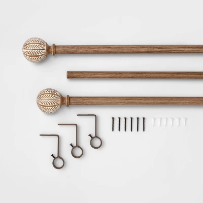 Carved Light Woodtone Ball Curtain Rod Natural - Opalhouse™ 1 Carved Light Woodtone Ball Curtain Rod Natural - Opalhouse™