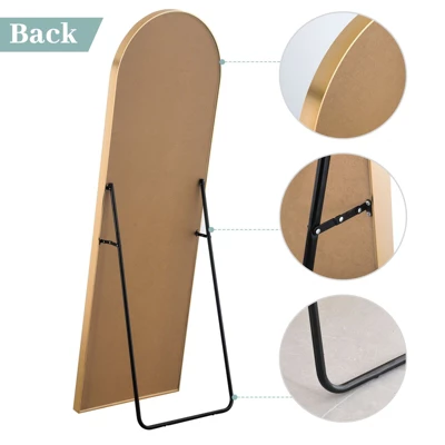 Malinda 64" X 21" Arched Free Standing Body Mirror, Metal Framed Full Length Wall Mirror, Large Floor Mirror - The Pop Home 4 Malinda 64" X 21" Arched Free Standing Body Mirror, Metal Framed Full Length Wall Mirror, Large Floor Mirror - The Pop Home - Image 4