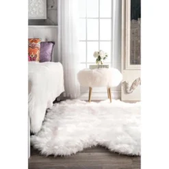 NuLOOM Deonna Faux Sheepskin Shag Area Rug, Shaped 5' 3" X 6', White 5 NuLOOM Deonna Faux Sheepskin Shag Area Rug, Shaped 5' 3" X 6', White -Home Furnishing Store GUEST ae523b3b 6108 4a23 9ecf 6d8453dd12ee