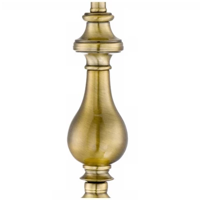 Regency Hill Traditional Table Lamp 26" High Antique Brass Candlestick White Fabric Drum Shade For Living Room Family Bedroom Bedside 3 Regency Hill Traditional Table Lamp 26" High Antique Brass Candlestick White Fabric Drum Shade For Living Room Family Bedroom Bedside - Image 3