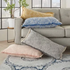 14"x30" Life Styles Woven Fringe Lumbar Throw Pillow - Mina Victory -Home Furnishing Store GUEST b42da729 b236 440b b4c9 34071418b206