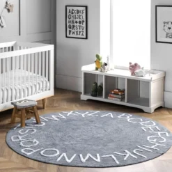 NuLOOM Kids Washable Round Alphabet Rug