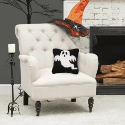C&F Home 8" X 8" Spooky Ghost Hooked Petite Halloween Throw Pillow -Home Furnishing Store GUEST b713d346 8ecf 4da2 8990 fb6aa1ce09ef