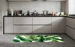 J&V TEXTILES 20" X 55" Oversized Cushioned Anti-Fatigue Kitchen Runner Mat (Green Leaves)