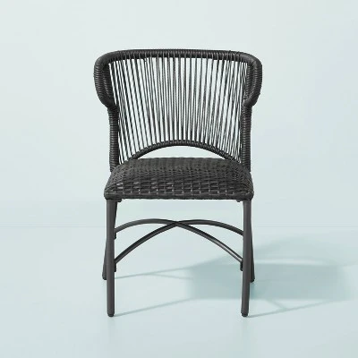 2pk Wicker Weave Outdoor Padded Dining Chair Set - Dark Gray - Hearth & Hand™ With Magnolia 2 2pk Wicker Weave Outdoor Padded Dining Chair Set - Dark Gray - Hearth & Hand™ With Magnolia - Image 2