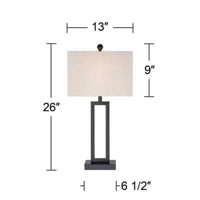 360 Lighting Aston 26" High Open Rectangle Modern Table Lamp Black Finish Metal Single Off-White Shade Living Room Bedroom Bedside Nightstand House 6 360 Lighting Aston 26" High Open Rectangle Modern Table Lamp Black Finish Metal Single Off-White Shade Living Room Bedroom Bedside Nightstand House - Image 6