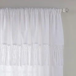 Calypso Boho Macramé Tassel Semi Sheer Single Window Curtain Panel - Elrene Home Fashions