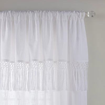 Calypso Boho Macramé Tassel Semi Sheer Single Window Curtain Panel - Elrene Home Fashions 1 Calypso Boho Macramé Tassel Semi Sheer Single Window Curtain Panel - Elrene Home Fashions