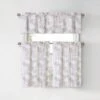 Kate Aurora Shabby Living Brielle Complete 3 Piece Embroidered Floral Cafe Kitchen Curtain Tier & Valance Set