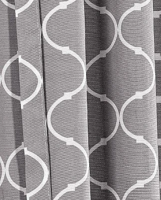 Kate Aurora Gray & White Lattice Clover Ultra Luxurious Single Tie Up Window Curtain Shade - 42 In. W X 63 In. L 4 Kate Aurora Gray & White Lattice Clover Ultra Luxurious Single Tie Up Window Curtain Shade - 42 In. W X 63 In. L - Image 4