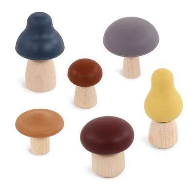 Hudson Baby Infant And Toddler 6pc Wood And Silicone Mushroom Toy Set, Dark, One Size 1 Hudson Baby Infant And Toddler 6pc Wood And Silicone Mushroom Toy Set, Dark, One Size