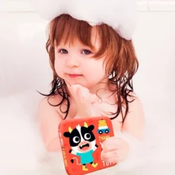 Merka Baby Bath Books For Toddlers - 4 Floatable Waterproof Plastic Books (Thank You, Sorry, Hi Bye, Please)