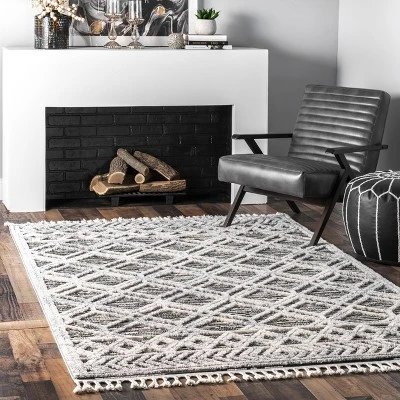 NuLOOM Ansley Moroccan Lattice Tassel Area Rug 1 NuLOOM Ansley Moroccan Lattice Tassel Area Rug