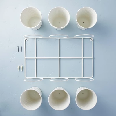 18.6" Wide 7pc Wall Mounted Metal Planter Set Sour Cream - Hearth & Hand™ With Magnolia 2 18.6" Wide 7pc Wall Mounted Metal Planter Set Sour Cream - Hearth & Hand™ With Magnolia - Image 2