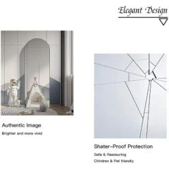 Muselady 63" Height X 20" Width Oversize Arch-Crowned Top Full Length Floor Mirror With Stand-The Pop Home -Home Furnishing Store GUEST c6cd4562 52bd 458c 8fca 2acdfc69c423