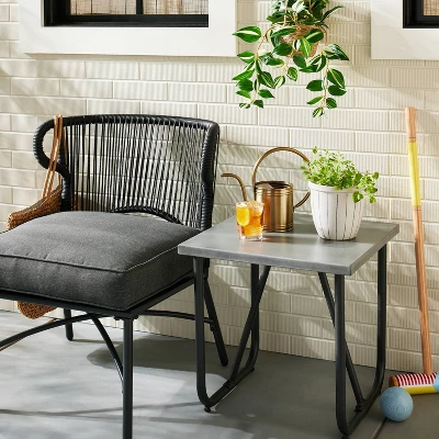 Square Faux Concrete & Metal Outdoor Accent Table - Dark Gray - Hearth & Hand™ With Magnolia 1 Square Faux Concrete & Metal Outdoor Accent Table - Dark Gray - Hearth & Hand™ With Magnolia