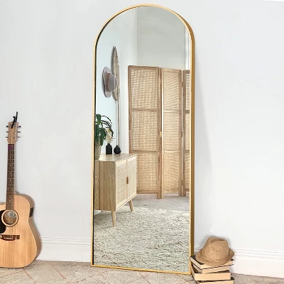 Malinda 64" X 21" Arched Free Standing Body Mirror, Metal Framed Full Length Wall Mirror, Large Floor Mirror - The Pop Home 2 Malinda 64" X 21" Arched Free Standing Body Mirror, Metal Framed Full Length Wall Mirror, Large Floor Mirror - The Pop Home - Image 2