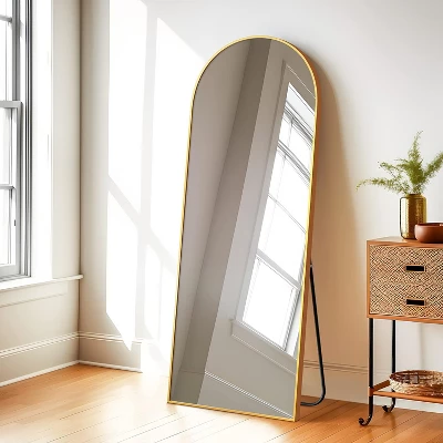 Serio 65" Height X 22" Width Oversize Arch-Crowned Top Full Length Floor Mirror With Stand-The Pop Home 3 Serio 65" Height X 22" Width Oversize Arch-Crowned Top Full Length Floor Mirror With Stand-The Pop Home - Image 3