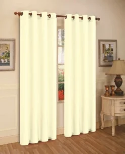 J&V TEXTILES 2 Panels Solid Grommet Faux Silk Window Curtain Drapes Treatment 58" Wide And 84" Length (Black) -Home Furnishing Store GUEST d03be695 2fef 4011 9c08 0c120e602d96