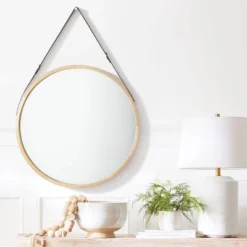 26" Wood Mirror With Pleather Strap Hanger - Threshold™ Designed With Studio McGee -Home Furnishing Store GUEST d09c0998 ed36 4998 b828 cbc40cbee6da