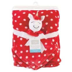 Hudson Baby Infant Plush Blanket With Security Blanket, Christmas Unicorn, One Size