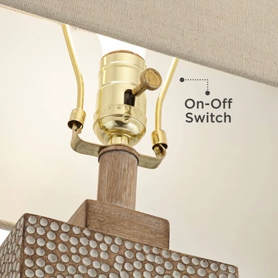 360 Lighting Caldwell Rustic Farmhouse Table Lamps 26 3/4" High Set Of 2 Earth Tone Hammered Oatmeal Fabric Rectangular Shade For Bedroom Living Room 4 360 Lighting Caldwell Rustic Farmhouse Table Lamps 26 3/4" High Set Of 2 Earth Tone Hammered Oatmeal Fabric Rectangular Shade For Bedroom Living Room - Image 4