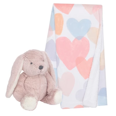Bedtime Originals Pink Plush Bunny & Hearts Baby Blanket Gift Set 2 Bedtime Originals Pink Plush Bunny & Hearts Baby Blanket Gift Set - Image 2