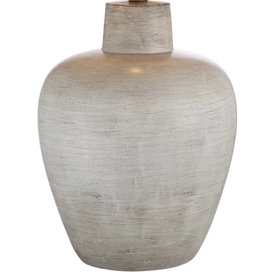 Regency Hill Glenn Rustic Country Cottage Table Lamps 27" Tall Set Of 2 Brushed Gray Terra Cotta Beige Fabric Shade For Bedroom Living Room Nightstand 4 Regency Hill Glenn Rustic Country Cottage Table Lamps 27" Tall Set Of 2 Brushed Gray Terra Cotta Beige Fabric Shade For Bedroom Living Room Nightstand - Image 4