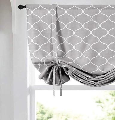 Kate Aurora Gray & White Lattice Clover Ultra Luxurious Single Tie Up Window Curtain Shade - 42 In. W X 63 In. L 1 Kate Aurora Gray & White Lattice Clover Ultra Luxurious Single Tie Up Window Curtain Shade - 42 In. W X 63 In. L