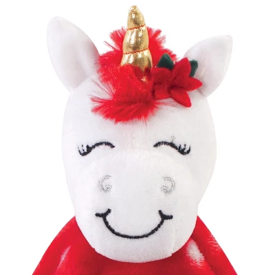 Hudson Baby Infant Animal Face Security Blanket, Christmas Unicorn, One Size 1 Hudson Baby Infant Animal Face Security Blanket, Christmas Unicorn, One Size