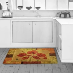 J&V TEXTILES 18" X 30" Cushioned Kitchen Floor Standing Mat (Jacobean Poppy)