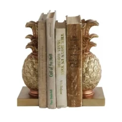 2pc Pineapple Bookend Set Bronze - Storied Home
