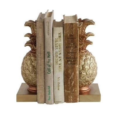 2pc Pineapple Bookend Set Bronze - Storied Home 1 2pc Pineapple Bookend Set Bronze - Storied Home