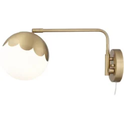 360 Lighting Kelowna Mid Century Modern Swing Arm Wall Lamp Brass Plug-in Light Fixture Globe Glass Shade For Bedroom Bedside Living Room Reading Home 13 360 Lighting Kelowna Mid Century Modern Swing Arm Wall Lamp Brass Plug-in Light Fixture Globe Glass Shade For Bedroom Bedside Living Room Reading Home -Home Furnishing Store GUEST e61d7184 a274 418d 9848 9921ecaa6908
