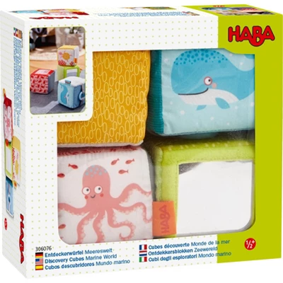 HABA Discovery Cubes Marine World - 4 Fabric Blocks To Stimulate Baby's Senses 1 HABA Discovery Cubes Marine World - 4 Fabric Blocks To Stimulate Baby's Senses