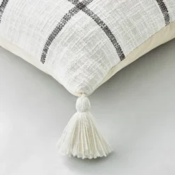 24"x24" Woven Slub Checkered Throw Pillow With Tassels Cream/Gray - Hearth & Hand™ With Magnolia 5 24"x24" Woven Slub Checkered Throw Pillow With Tassels Cream/Gray - Hearth & Hand™ With Magnolia -Home Furnishing Store GUEST e6eb5fab db20 4685 8c31 3c2aacf436ce